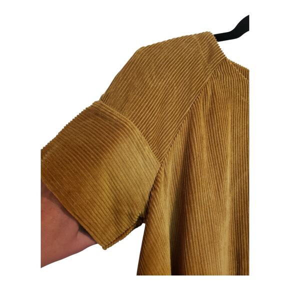 The Odells Anthropologie Corduroy Tent Mini Dress Size Small Cotton Tan Beige - Picture 4 of 12